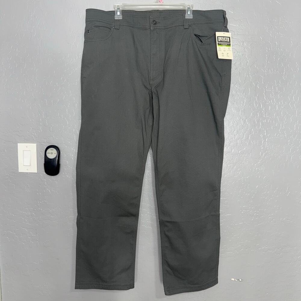 Duluth Trading Men’s DuluthFlex Fire Hose Relaxed Fit 5-Pocket Pants, Gray 42x32